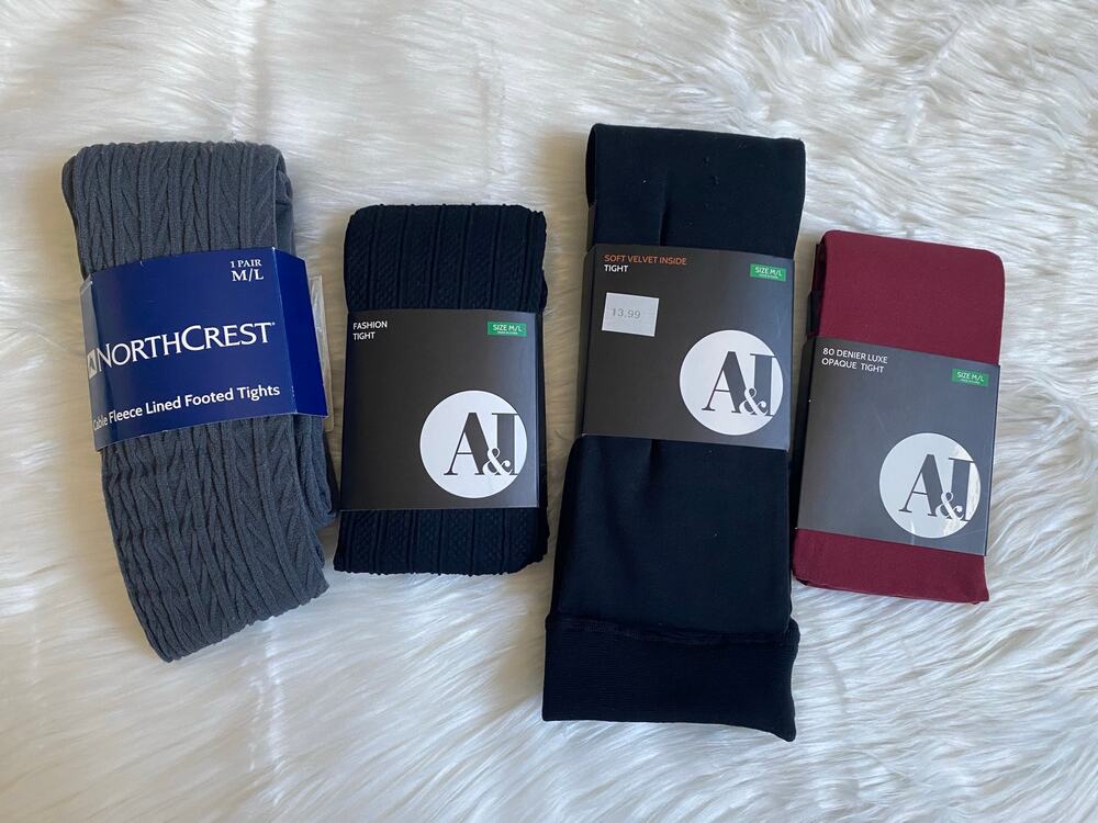 A&I and Northcrest Women's Tights Bundle (4) Gray, Black and Red Sz M/L NWT